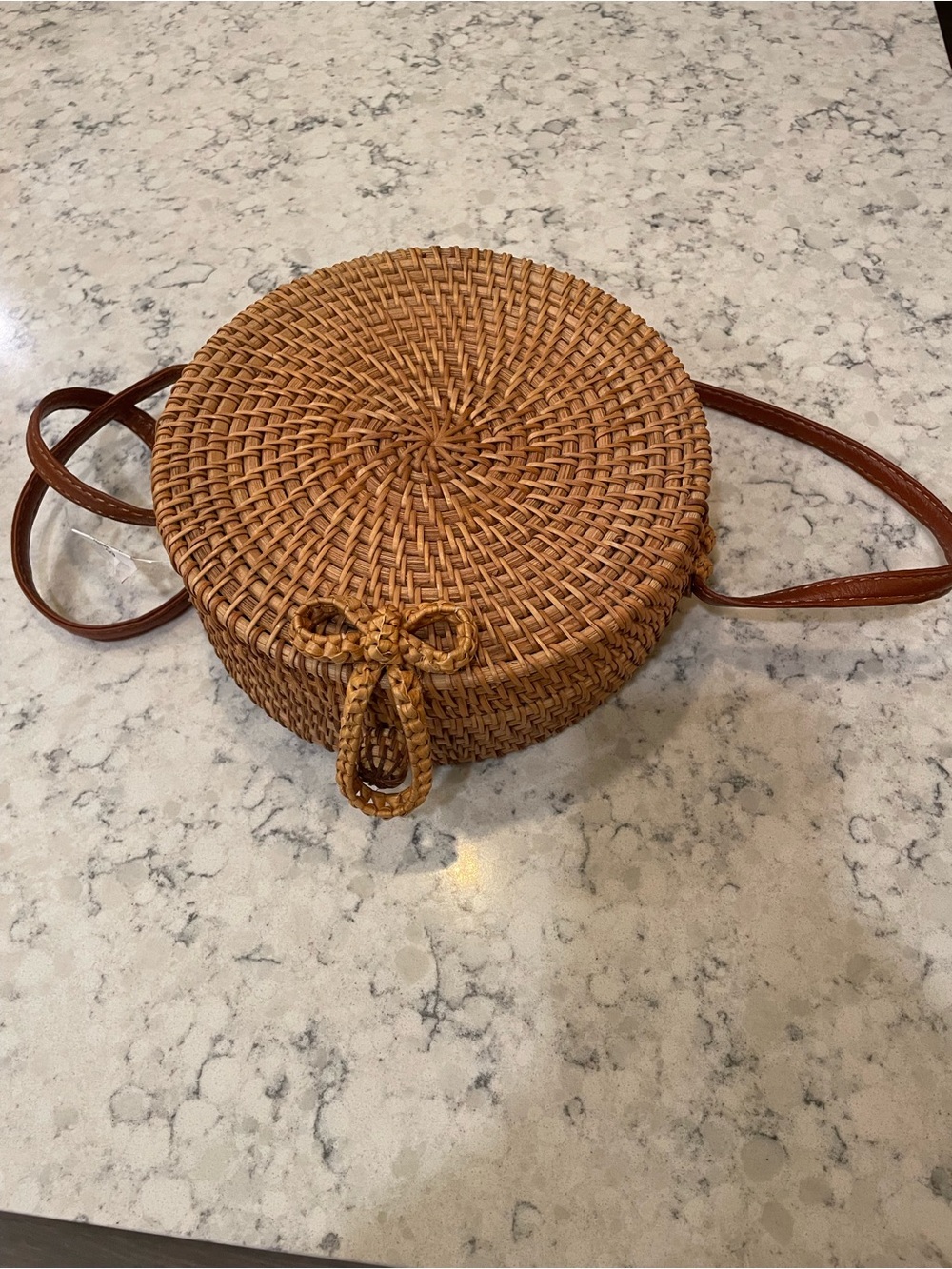 Woven Round Crossbody Bag - Brown - Picture 3 of 4